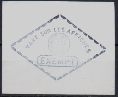 Marque Fiscale De Genève Taxe Sur Les Affiches EXEMPT Affiche Affichage Fiscal Fiscaux - Revenue Stamps