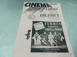 MONS+CINEMA :  PROGRAMMES DES CINEMA CORSO ET GALERIES  DES ANNEES 80 - Cinema Advertisement