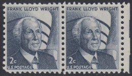 !a! USA Sc# 1280 MNH Horiz.PAIR W/ Right Margin (a2) - Frank Lloyd Wright - Unused Stamps