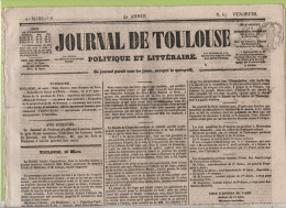JOURNAL DE TOULOUSE 25 03 1846 - INSURRECTION POLONAISE - COUR D'ASSISES TARN ESPERAUSSES - CRACOVIE - BEAUJOLAIS VIGNES - 1800 - 1849
