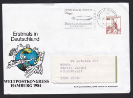 Germany: Advertorial Cover, 1984, 1 Stamp, Castle, Cancel Zeppelin, Aviation, Sent By Sieger (minor Damage) - Briefe U. Dokumente