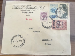 Libanon 1949 Nach Rostock Germany Brief - Lebanon