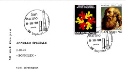 SAN MARINO - 1992 BOLOGNA 38^ Bophilex - 2 Torri Garisenda Ed Asinelli Su Busta Serenissima - 303 - Sonstige & Ohne Zuordnung