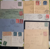 CHARENTE  Lot De 8 Lettres (enveloppes)avec Beaux Cachets Perlés (tirets) De Petits Villages (Nieuil, Birac, Garat,Manot - 1877-1920: Semi-Moderne