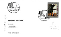 SAN MARINO - 1992 BOLOGNA 37^ Bophilex - 2 Torri E Palazzi Moderni Di Bologna Su Busta Serenissima - 304 - Otros & Sin Clasificación