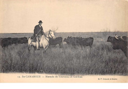 13. N°55590.en Camargue.manade De Taureaux Et Gardian - Other & Unclassified