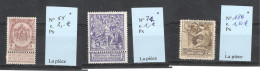 Belgique -  YT N°55* + YT N°71* + YT N°189*  (valeur 4,50€) - Collections