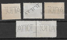 Portugal , Perfins TOTTA , Two Diferent Versions , Years 40 And 50 , Bank TOTTA - Used Stamps