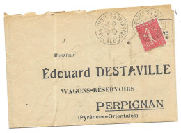 Perpignan. Enveloppe-lettre Edouard Destaville, Wagons Réservoirs. Avis De Départ Thuir (66) Vers Ornans (25) - Cartas & Documentos