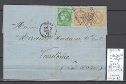 France - Lettre - Affranchissement Du 02/09/71 - Tours Pour Vendome - Emission De Bordeaux - 1849-1876: Classic Period