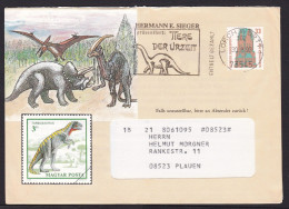 Germany: Advertorial Cover, 1993, 1 Stamp, Church, Cancel Prehistoric Animal, Dinosaur, Sent By Sieger (minor Crease) - Briefe U. Dokumente