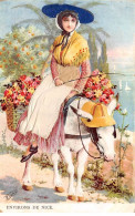 06 - N°89452 - NICE - Envrions De Nice - Femme En Costume Sur Un âne - Carte Gaufrée - Autres & Non Classés