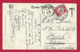 !!! CONGO BELGE, CARTE POSTALE DE 1921 TAXÉE À L'ARRIVÉE EN BELGIQUE - Briefe U. Dokumente
