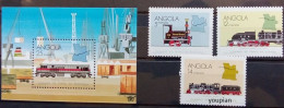 Angola 1990, Locomotives, MNH S/S And Stamps Set - Angola