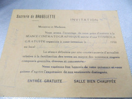 BRUGELETTE:CARTE A ENTETE DE LA SUCRERIE DE BRUGELETTE POUR INVITATION POUR UNE SEANCE DE CINAMA  EN 1950 - Sonstige & Ohne Zuordnung