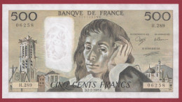 500 Francs "Pascal"- Du 02/02/1989.d--Alph H.289- 2 TROU D EPINGLES--SUP  -- (973) - 500 F 1968-1993 ''Pascal''