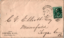 US Cover 3c 1888 Philadelphia For Mansfield Tioga Penn Drexel - Brieven En Documenten