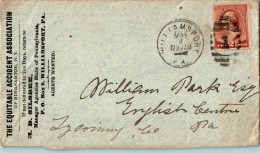 US Cover 2c Williamsport Equitable Accident Assocation Insurance  - Storia Postale