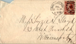 US Cover 2c 1884 Philadelphia For Williamsport Pa - Lettres & Documents