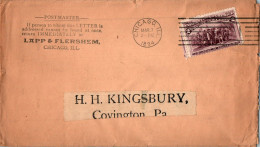 US Cover 2c Landing Of Columbus To Covington Pa  Chicago - Cartas & Documentos