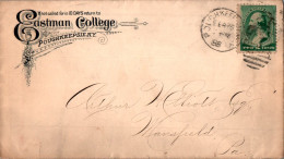 US Cover 2c 1888 Eastman College Poughkeepsie NY  For Mansfield Tioga Penn - Cartas & Documentos