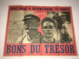 AFFICHE BONS DU TRESOR Aidez Nous à Reconstruire La France WW2 39 45 - Manifesti
