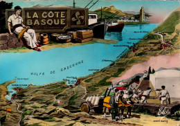 N°42553 Z -cpsm Carte Géographique De La Côte Basque - Cartes Géographiques