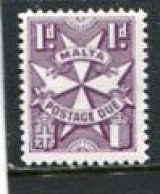 MALTA - 1953  POSTAGE DUE  1d. VIOLET   MINT NH - Malte