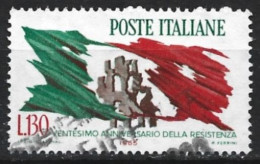 Italy 1965. Scott #908 (U) Ruins Of City And Torn Italian Flag - 1961-70: Gebraucht