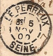 1H5 --- 94 LE PERREUX Chargé 25c X 2 Sage Descriptif N° Blanc 6845 - 1877-1920: Semi-moderne Periode