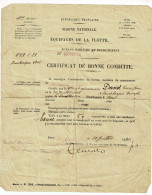 Marine Nationale - Equipages La Flotte - Bureau Maritime Recrutement Cherbourg - Certificat Bonne Conduite, 1931 - Other & Unclassified