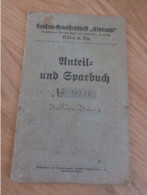 Altes Sparbuch Konsum Genossenschaft "Eintracht" In Köln , 1921 - 1932 , Balduin Bleus In Köln , Sparkasse , Bank !! - Documents Historiques