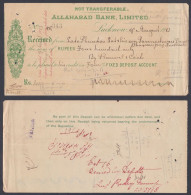 Inde British India 1913 The Allahabad Bank Deposit Receipt - 1911-35 Koning George V