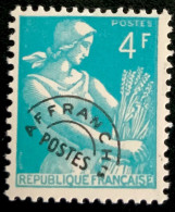 1954 FRANCE N 10T - TYPE MOISSONNEUSE PREOBLITERE - NEUF** - Unused Stamps