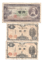 Lot De 3 Billets 1+100 Yen - Japón