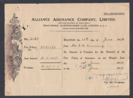 Great Britain 1931 Alliance Assurance Company Limited, Insurance Premium Receipt - Cartas & Documentos