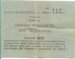 COIMBRA 1955 , Ticket , Império Português Dos Pequenitos - Tickets - Vouchers