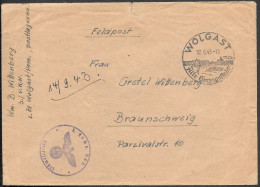Germany WW2 Wolgast Arbeitslager 2-C Fieldpost Cover 1943. V-2 Rocket Peenemünde VKN-3 - Cartas & Documentos