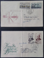 CZECHOSLOVAKIA 1959-60 FDC Collection X10 - Jan Kaspar, Haydn, Darwin, Birds, Radio, Sparta Games, Ships, Olympics - FDC