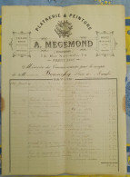 FACTURE PLATERIE PEINTURE A . MEGEMOND FIRMINY 1896 - Artesanos