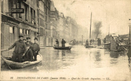 INONDATIONS DE PARIS QUAIS DES GRANDS AUGUSTINS - Paris Flood, 1910