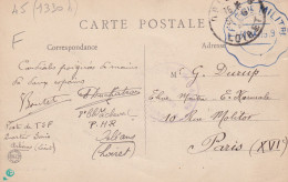 Orléans (45) Tampon Télégraphie Militaire (Poste TSF Quartier Sonis) Et Du 8e Chasseur PHR Dépôt De Légère Carte Trainou - 1. Weltkrieg 1914-1918