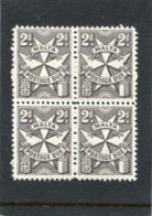 MALTA - 1967  POSTAGE DUE  2d  GREY  BLOCK OF 4  MINT NH - Malta