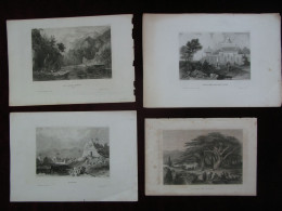 Asia 4x Antique Engraving India Lebanon Miletus Turkey Deeg Rajasthan Ganges - Stampe & Incisioni