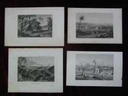 Asia 4x Antique Engraving Misda Sahara Mursuk Libia Himalayas Fiji Muthuata - Prints & Engravings