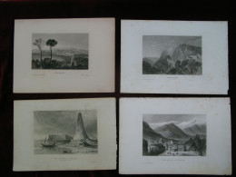 Asia Africa 4x Antique Engraving Caucasus Lebanon Negropont Greece Tunisia - Prints & Engravings
