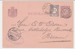 Briefkaart G. 23 / Bijfrankering Amsterdam - Duitsland 1895 - Postal Stationery