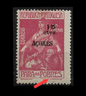 PORTUGAL AZORES TAX STAMP 1925 SURCHARGED PRINT ERROR MH (NP#99-P28-L1) - Azores