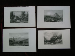 Asia Africa 4x Antique Engraving India Ettawa Dowlutabad Manila Niger Tintellust - Prints & Engravings