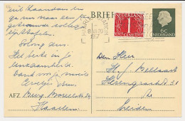 Briefkaart G. 313 / Bijfrankering Haarlem - Leiden 1957 - Entiers Postaux